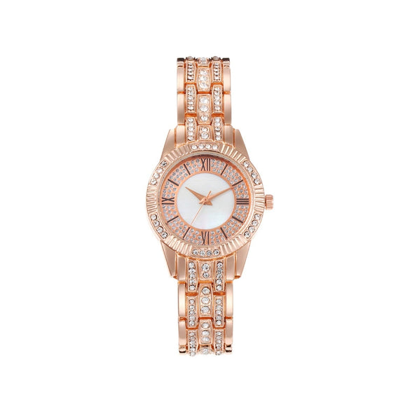 Wholesale Fashion Casual Universal Watch Alloy Shell Round Dial Quartz Watch With Diamond Embedded