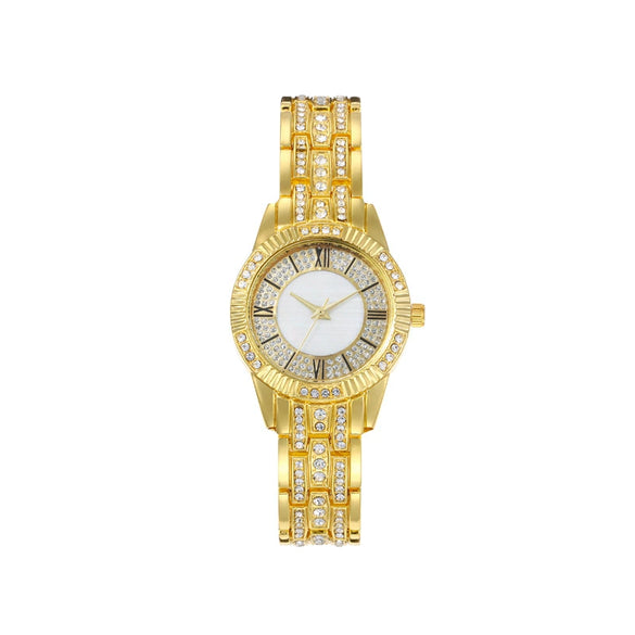 Wholesale Fashion Casual Universal Watch Alloy Shell Round Dial Quartz Watch With Diamond Embedded