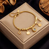 Wholesale Fashion Chic Titanium Steel Geometric White Cubic Bracelet 18K Gold Plated For Women