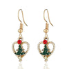 Wholesale Fashion Christmas Earrings Alloy Heart Shaped With Dripping Oil Process And Rhinestones