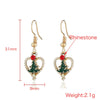 Wholesale Fashion Christmas Earrings Alloy Heart Shaped With Dripping Oil Process And Rhinestones