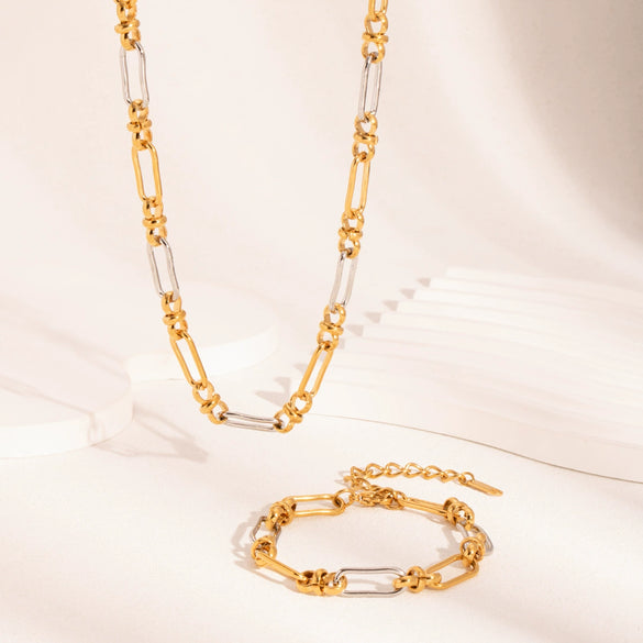 Wholesale Fashion Classic Cross Color Necklace Bracelet Suit With Cross Chain In Stainless Steel Vacuum Real Gold Electroplated In Pvd Furnace