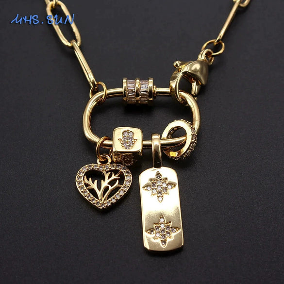 Wholesale Fashion Clavicle Chain Necklace Copper Electroplated Geometric Heart Shape