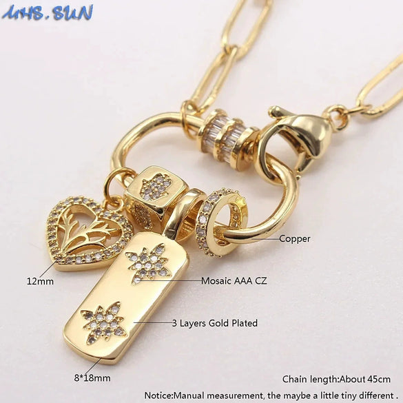 Wholesale Fashion Clavicle Chain Necklace Copper Electroplated Geometric Heart Shape