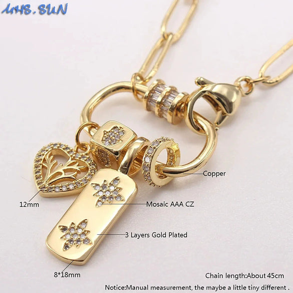 Wholesale Fashion Clavicle Chain Necklace Copper Electroplated Geometric Heart Shape