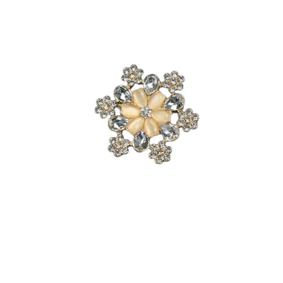 Wholesale Fashion Colored Diamond Snowflake Flower Zinc Alloy Brooch With Electroplating