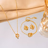 Wholesale Fashion Colorfree Light Luxury Titanium Steel Women's Jewelry Set With Cross Crown And Roman Numerals Electroplated Design