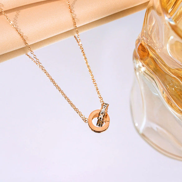 Wholesale Fashion Colorfree Light Luxury Titanium Steel Women's Jewelry Set With Cross Crown And Roman Numerals Electroplated Design