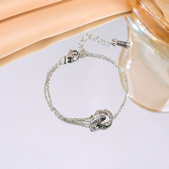 Wholesale Fashion Colorfree Light Luxury Titanium Steel Women's Jewelry Set With Cross Crown And Roman Numerals Electroplated Design