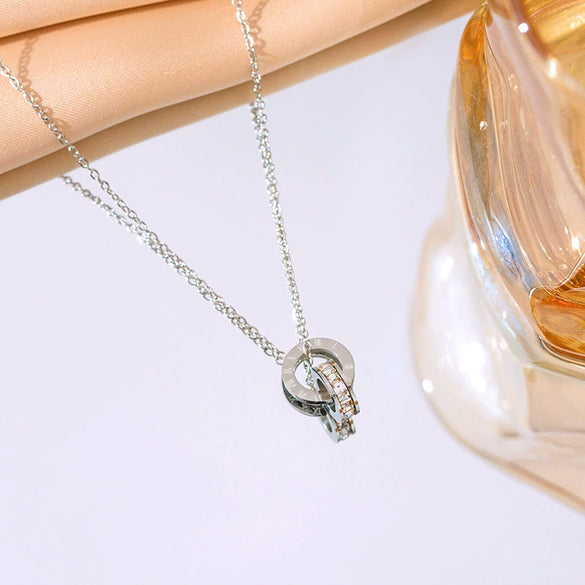 Wholesale Fashion Colorfree Light Luxury Titanium Steel Women's Jewelry Set With Cross Crown And Roman Numerals Electroplated Design