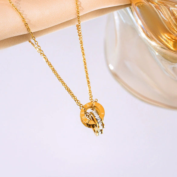 Wholesale Fashion Colorfree Light Luxury Titanium Steel Women's Jewelry Set With Cross Crown And Roman Numerals Electroplated Design