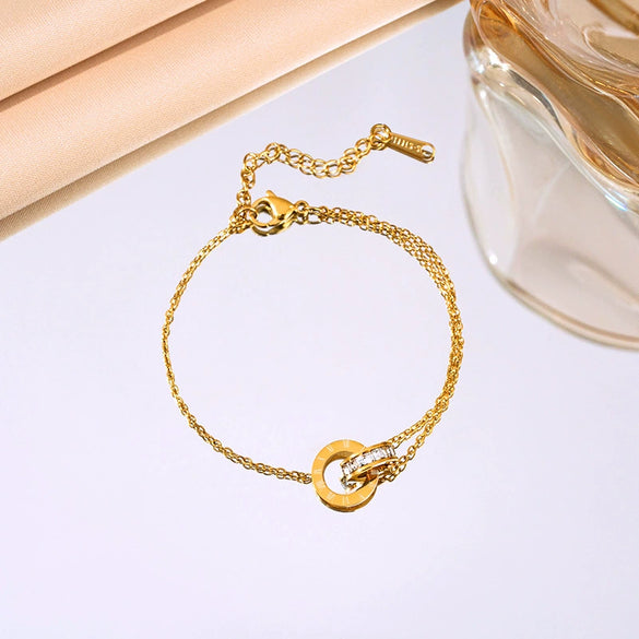 Wholesale Fashion Colorfree Light Luxury Titanium Steel Women's Jewelry Set With Cross Crown And Roman Numerals Electroplated Design