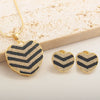 Wholesale Fashion Commuter Copper Goldplated Geometric Heartshaped Pendant Necklace And Earring Set