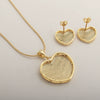 Wholesale Fashion Commuter Copper Goldplated Geometric Heartshaped Pendant Necklace And Earring Set