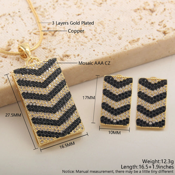 Wholesale Fashion Commuter Copper Goldplated Geometric Heartshaped Pendant Necklace And Earring Set