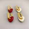 Wholesale Fashion Copper Earrings With 18K Gold Plated Enamel Glaze Ushaped And Peach Heart Pendant For Women
