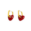 Wholesale Fashion Copper Earrings With 18K Gold Plated Enamel Glaze Ushaped And Peach Heart Pendant For Women
