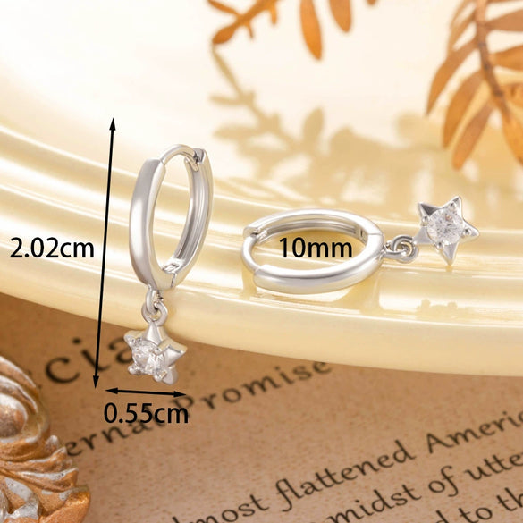 Wholesale Fashion Copper Inlaid Starshaped Zircon Earrings Unisex