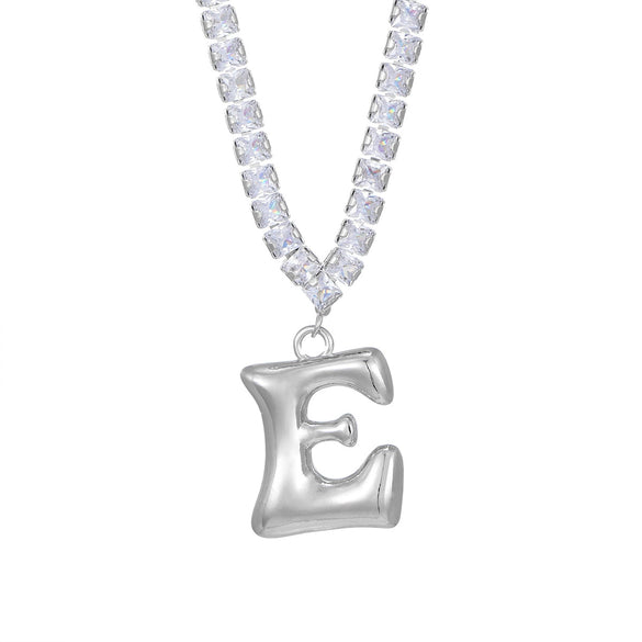 Wholesale Fashion Copper Zircon Necklace With Letters Numbers Text Pattern And Electroplating Cuban Chain Pendant