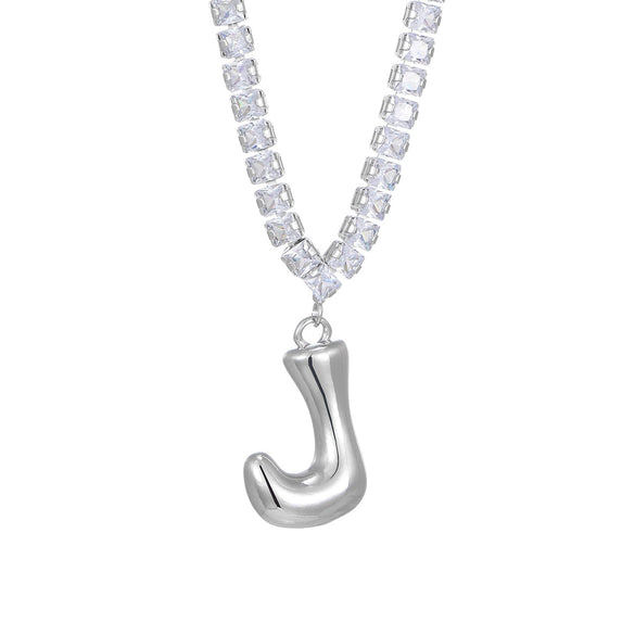 Wholesale Fashion Copper Zircon Necklace With Letters Numbers Text Pattern And Electroplating Cuban Chain Pendant