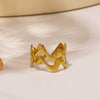 Wholesale Fashion Couple Jewelry Irregular Double Wave Geometric Stainless Steel Ring With Electroplating