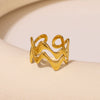 Wholesale Fashion Couple Jewelry Irregular Double Wave Geometric Stainless Steel Ring With Electroplating