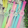 Wholesale Fashion Couple Quartz Watch Female Student Simple Silicone Luminous Candy Color Jelly Style Round Dial Metal Case Stainless Steel Clasp Watch