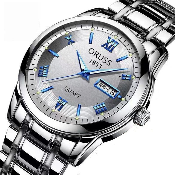 Wholesale Fashion Couple's Automatic Movement Watch Zinc Alloy Case Alloy Strap Round Dial Onion Crown Mineral Strengthened Glass Mirror Waterproof