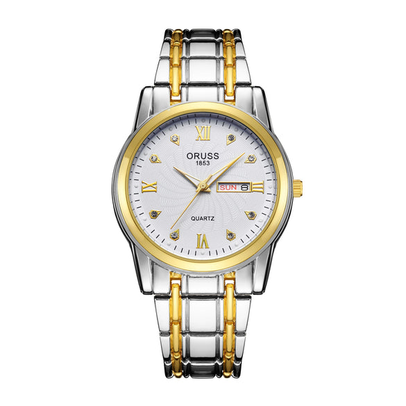Wholesale Fashion Couple's Automatic Movement Watch Zinc Alloy Case Alloy Strap Round Dial Onion Crown Mineral Strengthened Glass Mirror Waterproof
