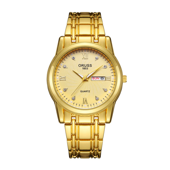 Wholesale Fashion Couple's Automatic Movement Watch Zinc Alloy Case Alloy Strap Round Dial Onion Crown Mineral Strengthened Glass Mirror Waterproof