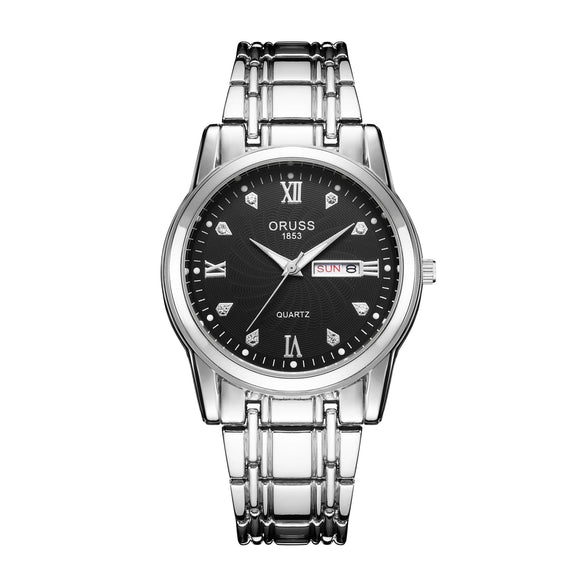 Wholesale Fashion Couple's Automatic Movement Watch Zinc Alloy Case Alloy Strap Round Dial Onion Crown Mineral Strengthened Glass Mirror Waterproof