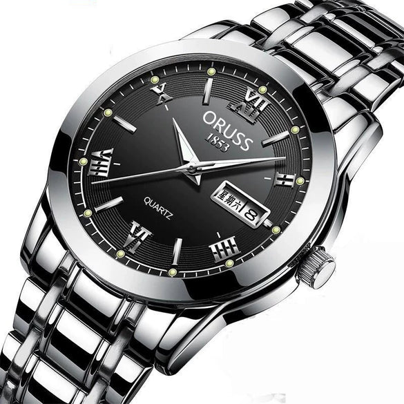 Wholesale Fashion Couple's Automatic Movement Watch Zinc Alloy Case Alloy Strap Round Dial Onion Crown Mineral Strengthened Glass Mirror Waterproof