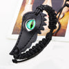 Wholesale Fashion Cowhide And Glass Glaze Handmade Geometric Devil's Eye Woven Bracelet