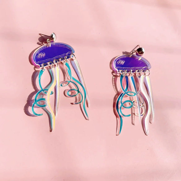Wholesale Fashion Creative Acrylic Earrings With Colorful Jellyfish Pattern For Women