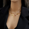 Wholesale Fashion Creative Colorful Beaded Oval Hollow Eye Geometric Titanium Steel Chain Necklace With Electroplating