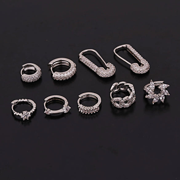 Wholesale Fashion Creative Geometric Copper Earrings With Zircon For Women Rose Gold Electroplated