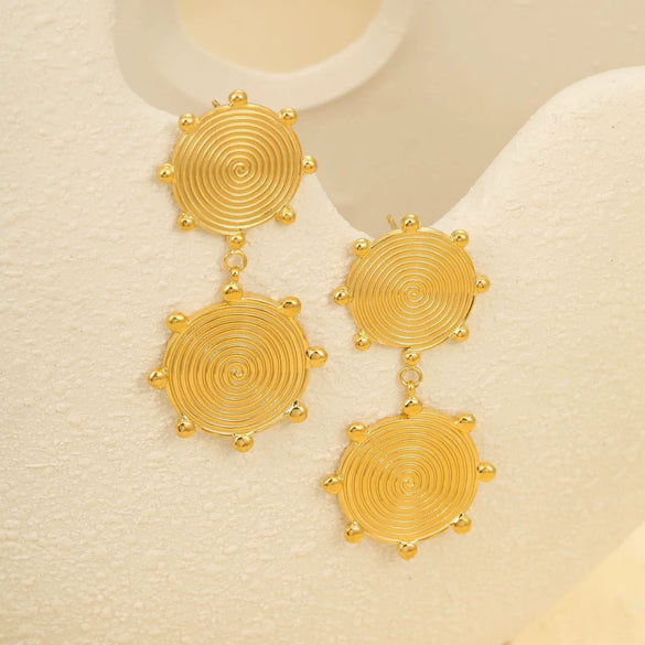 Wholesale Fashion Creative Geometric Titanium Steel And Stainless Steel Gold Plated Earrings