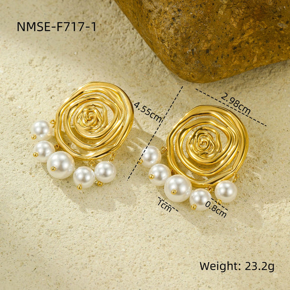 Wholesale Fashion Creative Geometric Titanium Steel And Stainless Steel Gold Plated Earrings