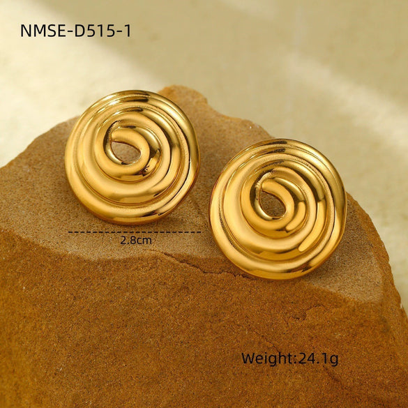 Wholesale Fashion Creative Geometric Titanium Steel And Stainless Steel Gold Plated Earrings