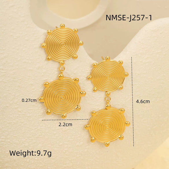 Wholesale Fashion Creative Geometric Titanium Steel And Stainless Steel Gold Plated Earrings