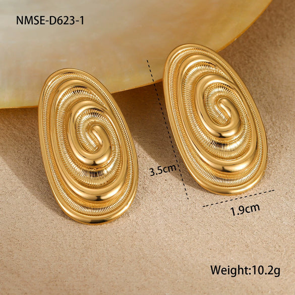 Wholesale Fashion Creative Geometric Titanium Steel And Stainless Steel Gold Plated Earrings
