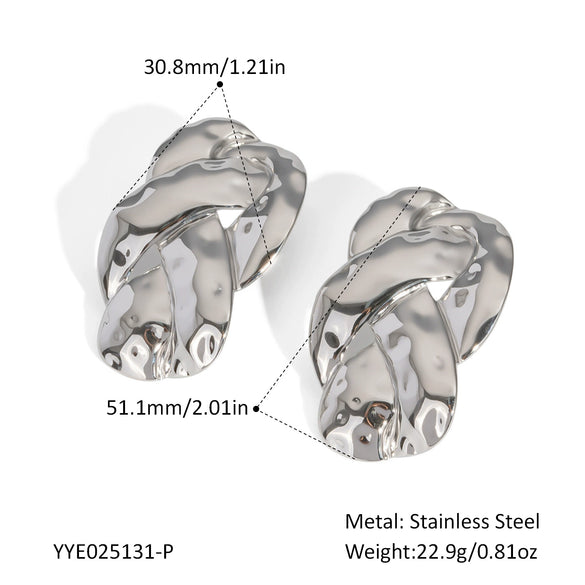 Wholesale Fashion Creative Interlaced Exaggerated Personality Versatile Stainless Steel Earrings For Women With Pvd Furnace Vacuum Real Gold Plating