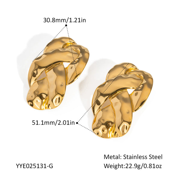 Wholesale Fashion Creative Interlaced Exaggerated Personality Versatile Stainless Steel Earrings For Women With Pvd Furnace Vacuum Real Gold Plating