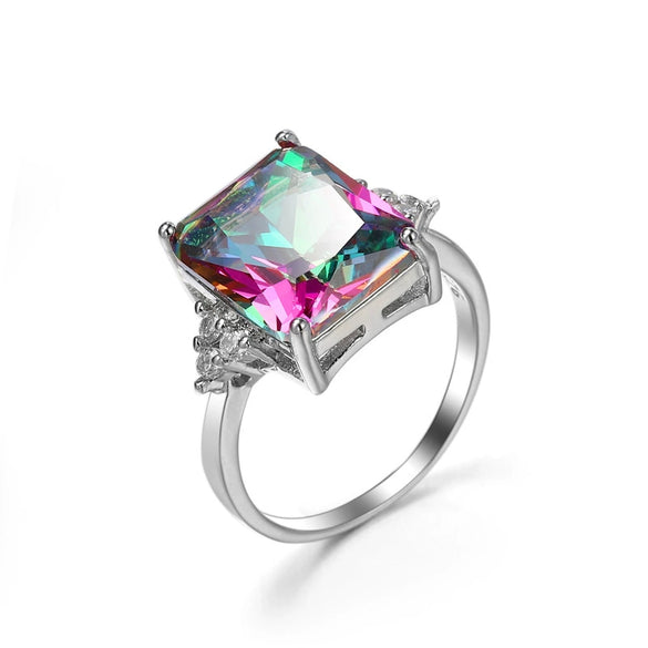 Wholesale Fashion Creative Jewelry Rings For Women Colorful Zircon Copper Geometric Electroplated