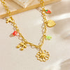 Wholesale Fashion Creative Multielement Stainless Steel Flower Pendant O Word Chain Necklace With Electroplating