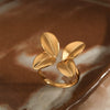 Wholesale Fashion Creative Petal Flower Open Ring 316 Stainless Steel With Pvd Gold Electroplated Finish