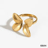 Wholesale Fashion Creative Petal Flower Open Ring 316 Stainless Steel With Pvd Gold Electroplated Finish