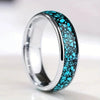 Wholesale Fashion Creative Silver Blue Background Patch Stainless Steel Ring With Geometric Style And Electroplating Treatment