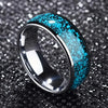 Wholesale Fashion Creative Silver Blue Background Patch Stainless Steel Ring With Geometric Style And Electroplating Treatment