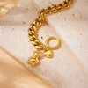 Wholesale Fashion Creative Stainless Steel Goldplated Bear Love Pendant Bracelet With Ot Buckle
